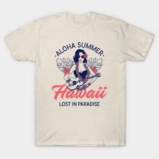 Aloha Summer Hawaii Hawaiian Paradise Hula Girl T-Shirt